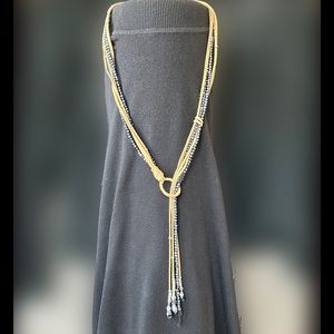 Bolo-Type necklace. Beads, Leather and Silver  SUPER FAST SHIPPING